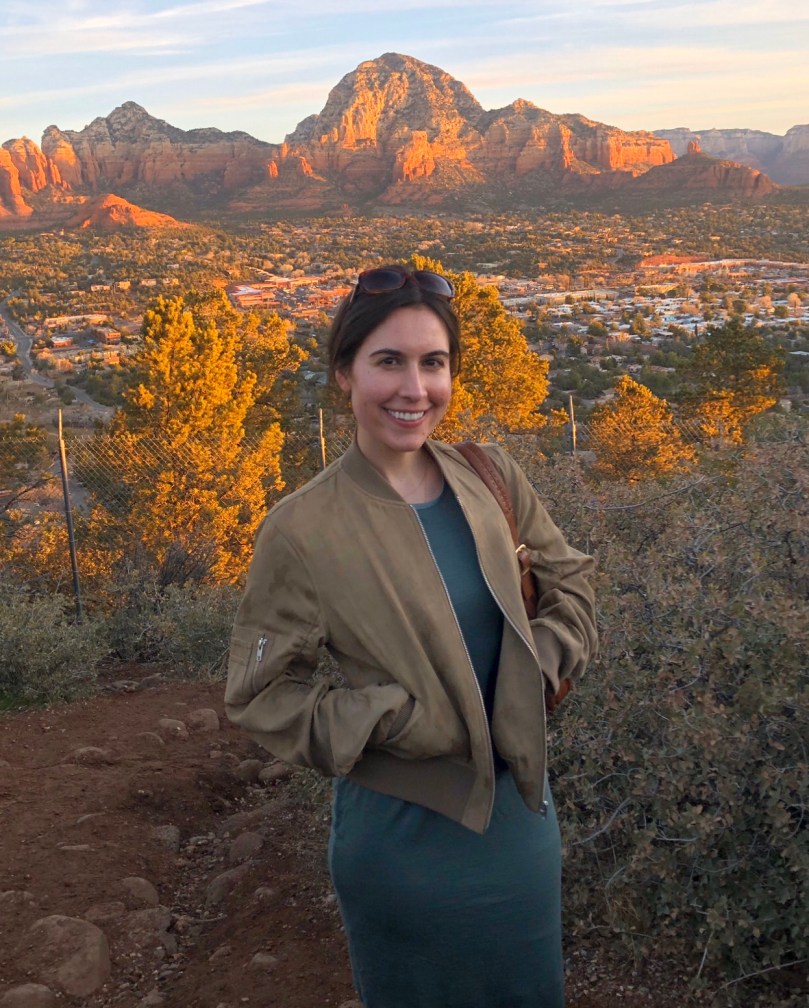 Picture of woman in front of desert mountains